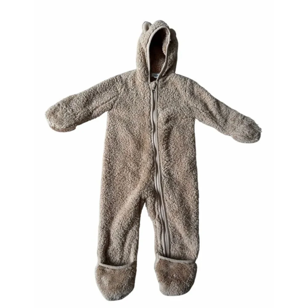 Quince Baby Bear Bunting Recycled Sherpa‎ Fleece Tan 12 18 months